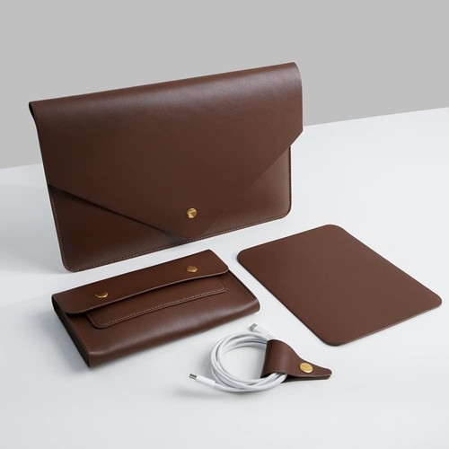 Leather laptop sleeve case - 13",